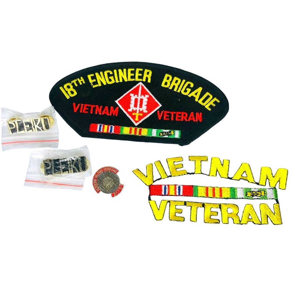 Lot of 5 Vietnam War Memorabilia Items~2 Patches~3 Pins, Military Collectible